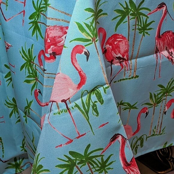 Flamingo in Aqua Sky Tablecloth 54"x44" - Picture 1 of 5